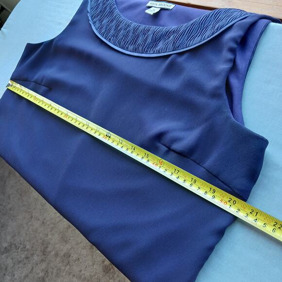 Maya Brooke Dark Purple Sleeveless Blouse size 14 lined sheer mesh layered tank - Picture 10 of 11
